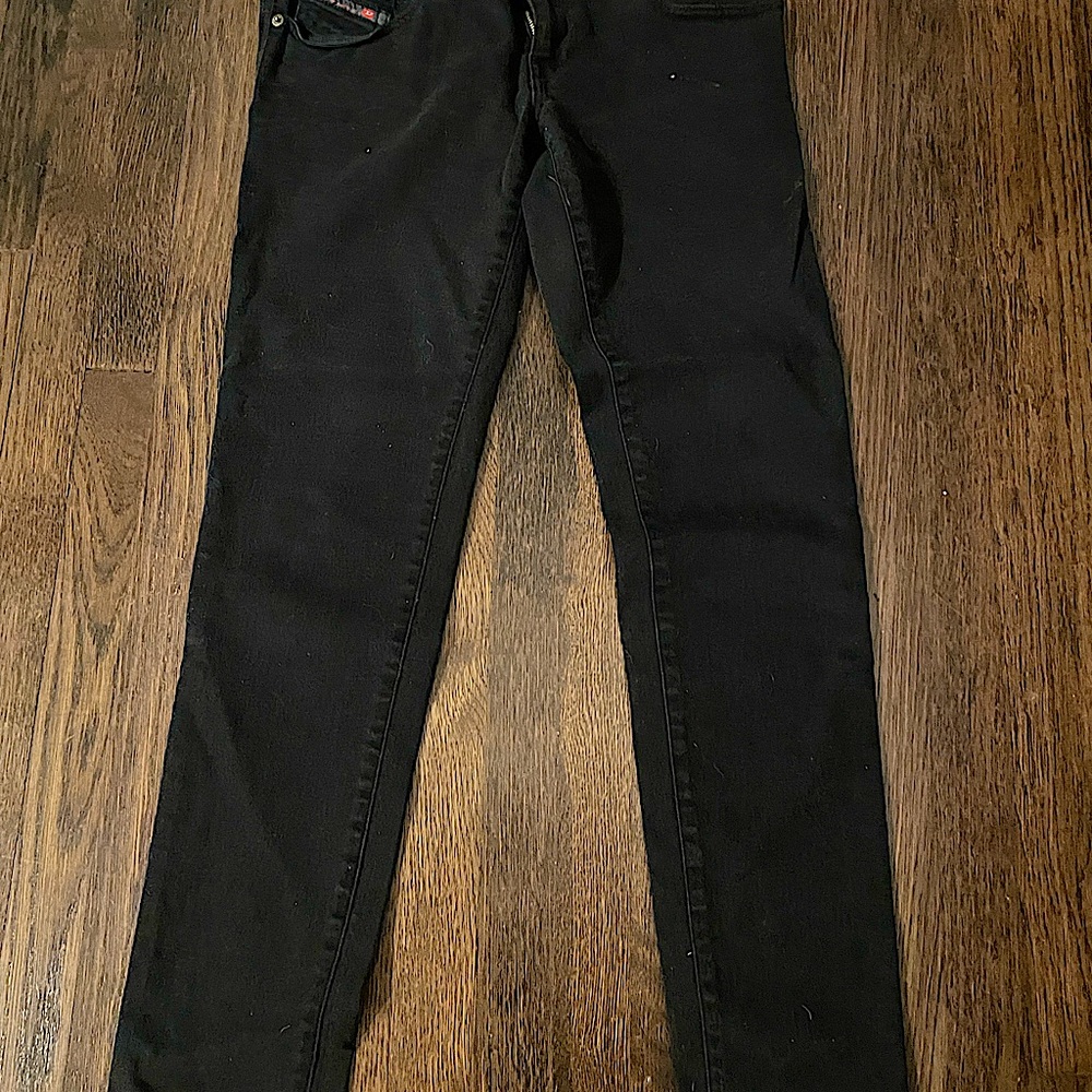 Diesel black jeans. 29” slim skinny low-waist and 30” long.